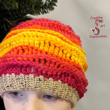 Crocheted Sunset Sea, Sea Breeze Hat, Youth Size 6-10 years, Sea Breeze Collection, Mermaid Fashion, Unique Gifts, Handmade winter hat, Handmade Winter Hat, Mermaid at Heart, Ocean Crochet, Coastal Crochet, Crochet with Meaning