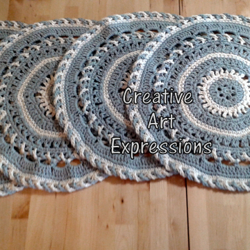 Gray & Ivory Fancy Round Place Mats