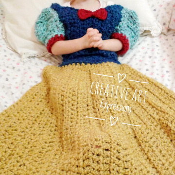 Ready to Ship, Fair Princess Dress Blanket Thick & Soft, Crocheted, Golden Yellow, Blue, Red, Toddler, Wearable Blanket, Girl Gifts, Unique Gifts,