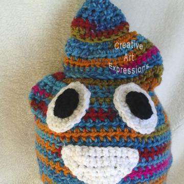 Bright Unicorn Poop Emoji Hat, Large Adult, Ready to Ship, Crocheted Hat, Poo Hat, Guy Gifts, hipster hat, Crocheted Hat, Handmade