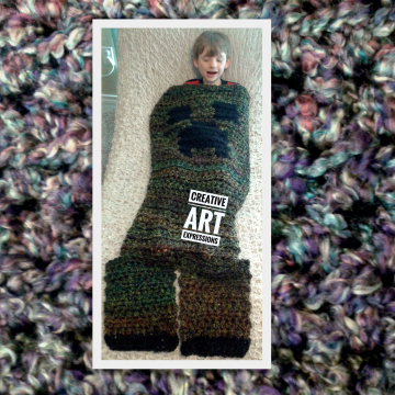 MOB Gamer Blanket, Preschool Toddler Blanket, Crocheted MOB Blanket, Green, Gamer Blanket, Ready To Ship, Luxuriously Soft