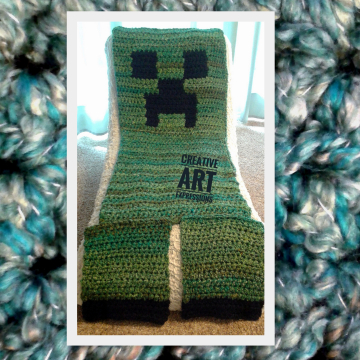 MOB Gamer Blanket, Adult Teen Blanket Thick, Crocheted MOB Blanket, Green, Gamer Blanket, Luxuriously Soft