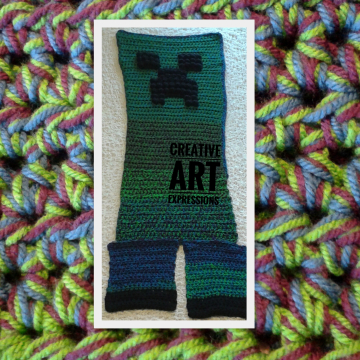 MOB Gamer Blanket, Adult Teen Blanket,Crocheted MOB Blanket, Green, Purple, Blue, Gamer Blanket