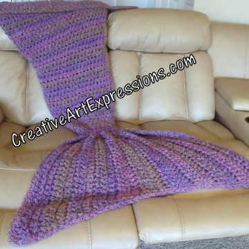 Purple Mermaid Blanket Adult Teen Crocheted Luxuriously Soft Mama Fin Ready To Ship
