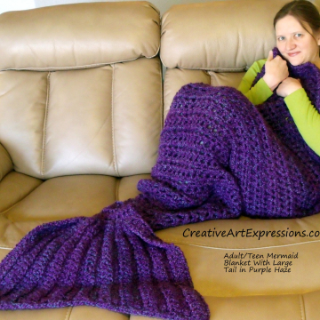 Mermaid Blanket Adult/Teen Large Fin in Purple Haze