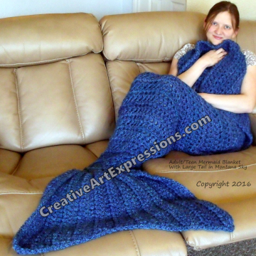Mermaid Blanket Adult/Teen Large Fin in Montana Sky