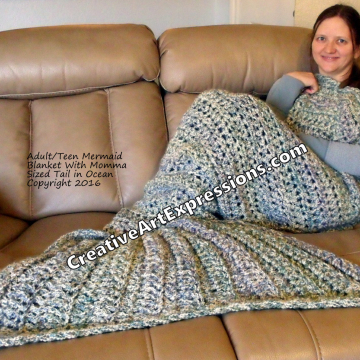 Mermaid Blanket Adult/Teen Momma Fin in Ocean