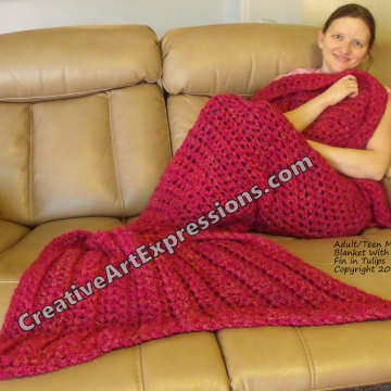 Mermaid Blanket Adult/Teen Momma Fin in Tulips