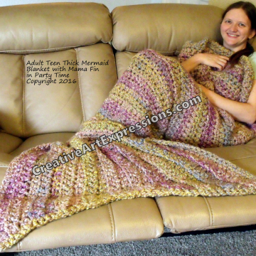 Thick Mermaid Blanket Adult Teen Party Time Mama Fin