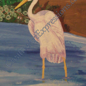 Creative Art Expressions Hand Painted Wooping Crane. 8-4-2011