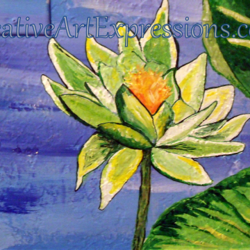 Creative Art Expressions Hand Painted Water Lily On Rainforest Mural. 8-23-2011