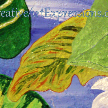 Creative Art Expressions Hand Painted Leaf Cluster On Rainforest Mural. 8-24-2011