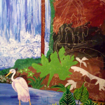  Chalk drawings in the background for the beginning of more to be painted