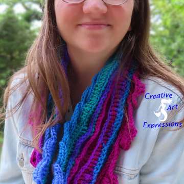 Crocheted Sea Breeze Infinity Scarf Adult Teen, Ocean Deep, Teel, Deep Purple, Dark Red, Blue, Sea Breeze Collection, Unique Gifts, Handmade Winter Scarf, Handmade Fashion, Mermaid at Heart, Ocean Crochet,