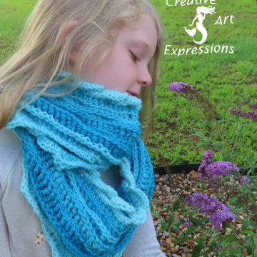 Crocheted Sea Breeze Long Infinity Scarf Child 2-5 Aqua Dreams, Shades of Blue & Aqua, Sea Breeze Collection, Unique Gifts, Handmade Winter Scarf, Handmade Fashion, Mermaid at Heart, Ocean Crochet,