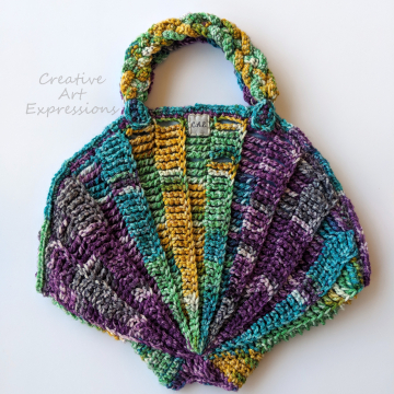 Seashell Clam Purse, Crocheted, Purple, Green, Yellow, Teal,  Sky Blue Cotton Lined, Medium, Mermaid Necessities, Ocean Crochet, Seashell Decorated Purse, Unqiue Tween Teen Girl Gift, Ready to Ship,