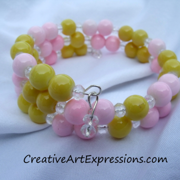 Creative Art Expressions Handmade Pink & Yellow Bracelet