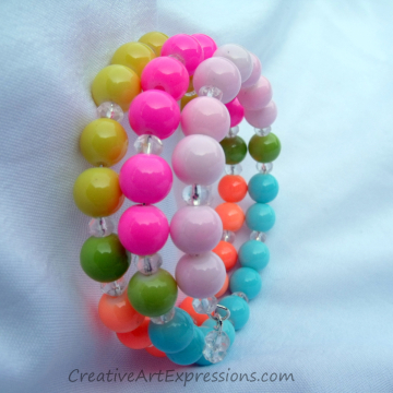 Creative Art Expressions Handmade Neon Multi Colored Bracelet