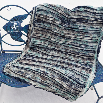 Crocheted Baby Blanket, Seafoam Whispers Sea Breeze Aqua, White, Brown, Blue Baby Blanket Crib Size or Lap Blanket, Mermaid Crochet, Ocean Blanket, Coastal Crochet, 34" x 54", Baby Room Decor, Waves Baby Blanket, Baby Shower Gift, Unique