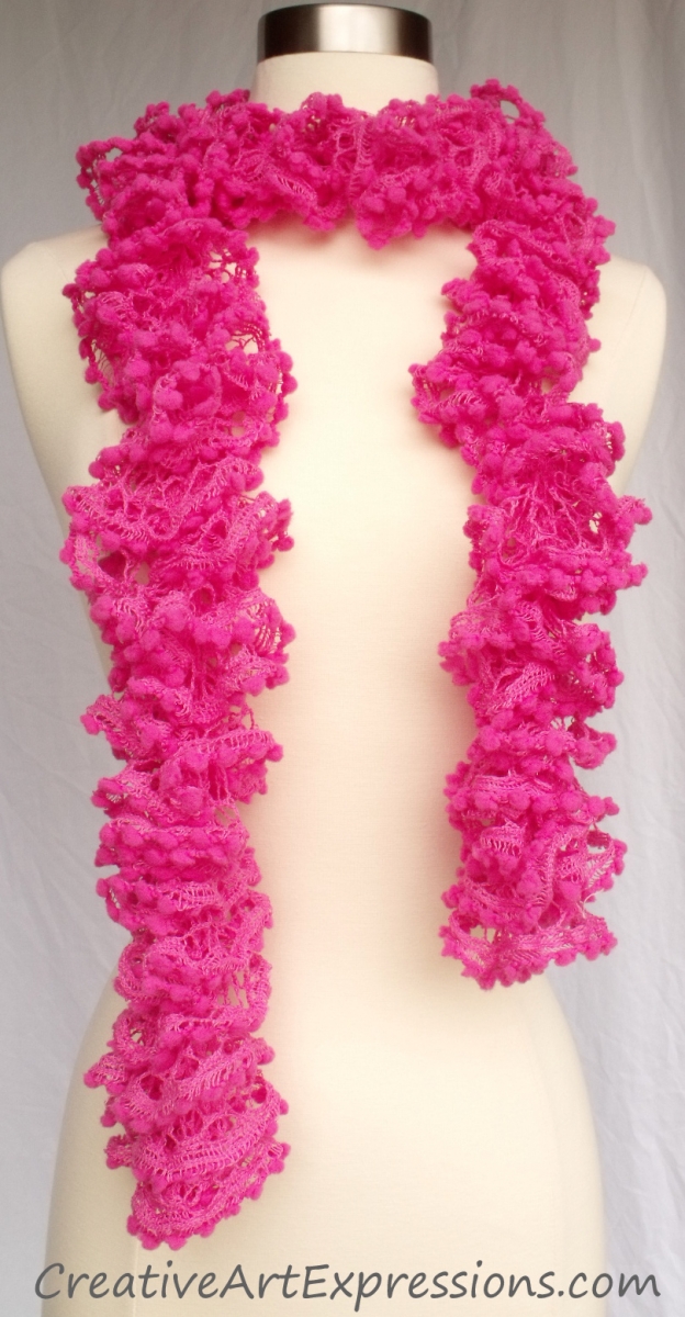 Creative Art Expressions Handmade Hot Pink Ruffle Scarf